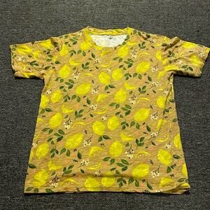 Y Two Jeans Brand Women's Small Lemon Floral Print Yellow Tee